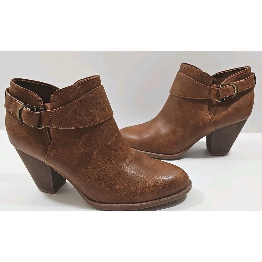 Dr. Scholl's~Woman Size 9.5M~Brown Faux Leather Kickstart Booties High Heel NWOB - Picture 6 of 12